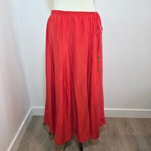 Banana Republic Orange Silk Maxi Skirt Size S Flowy Elastic Waist Pleated